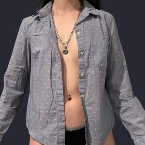 Vintage L.O.G.G. / Long Sleeve Button-up / Light Blue / Polka Dots / Size 6